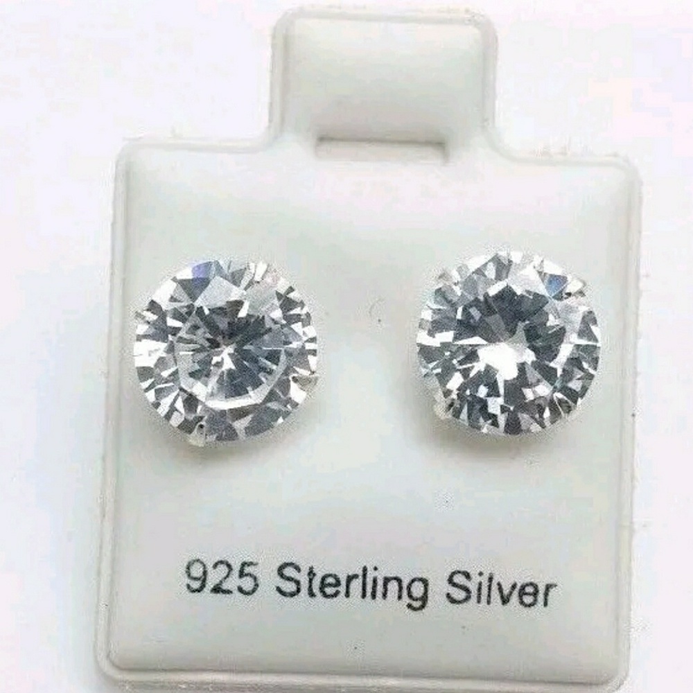 2 Carat Round CZ Sterlings Silver Earrings
